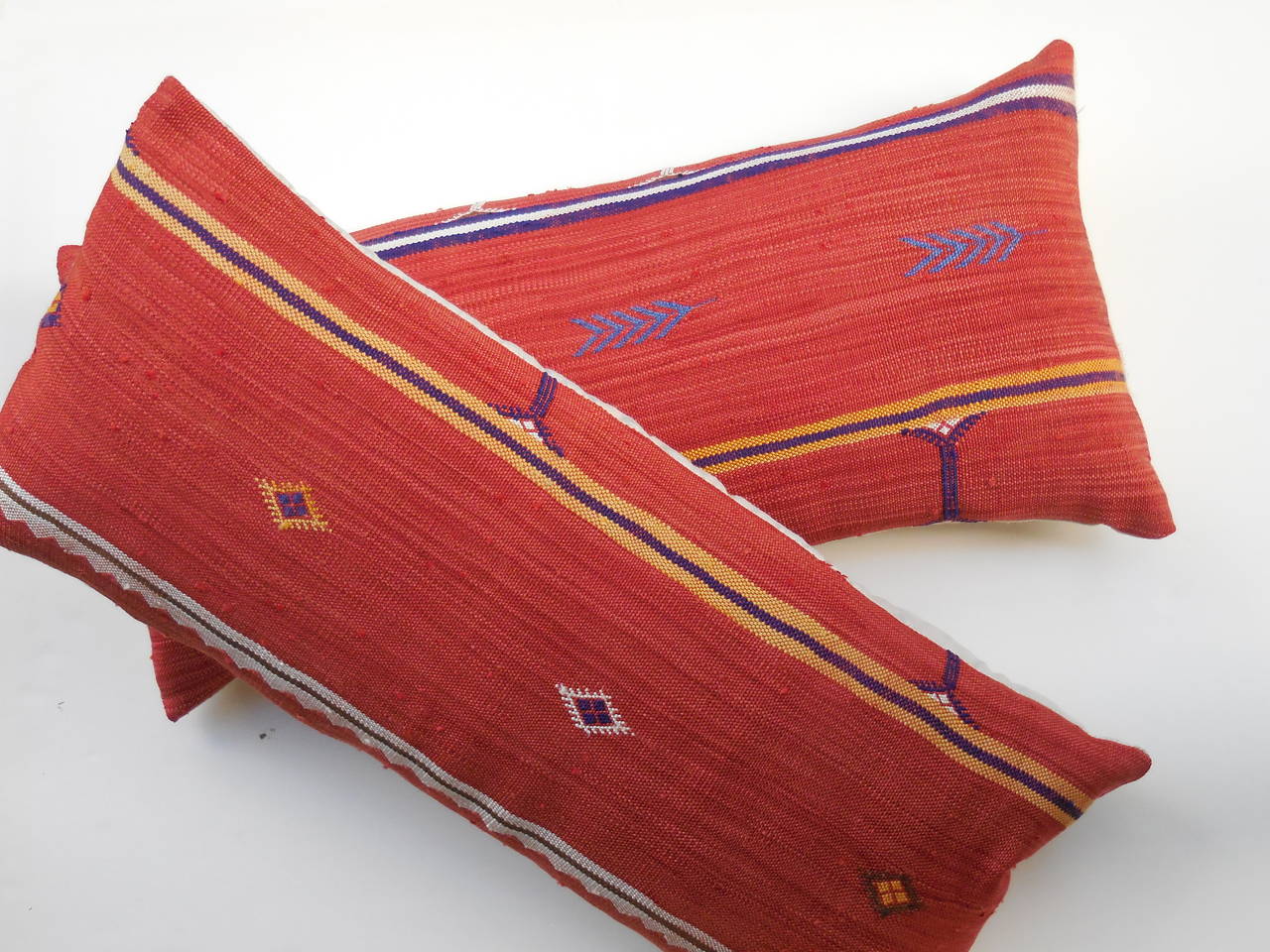 Pair of Silk Rug Fregment Pillows 3