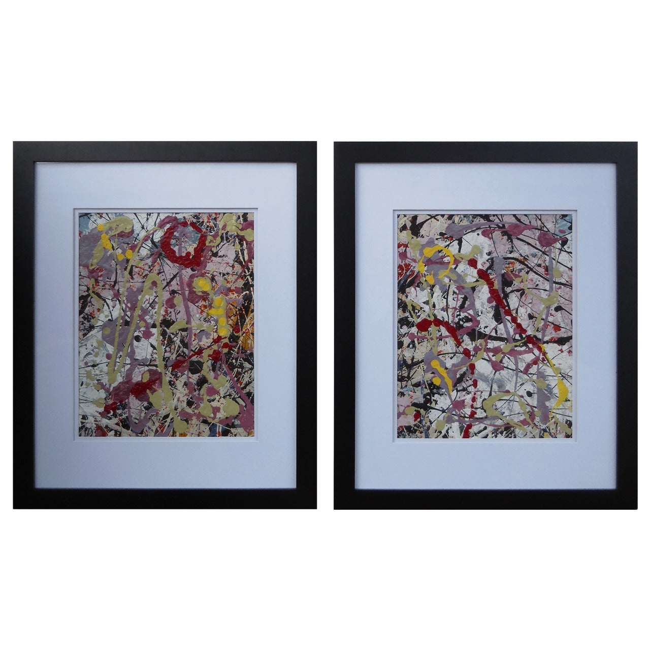 1980 Pair of Abstract Acrylic Paintings