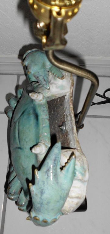 Pair of Turquoise Crab Table Lamps 2