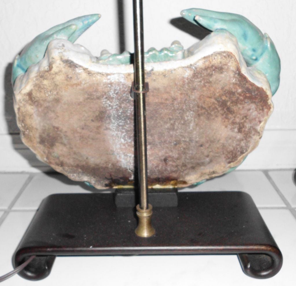 Pair of Turquoise Crab Table Lamps 1