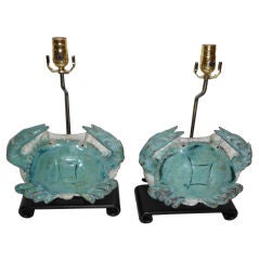 Pair of Turquoise Crab Table Lamps