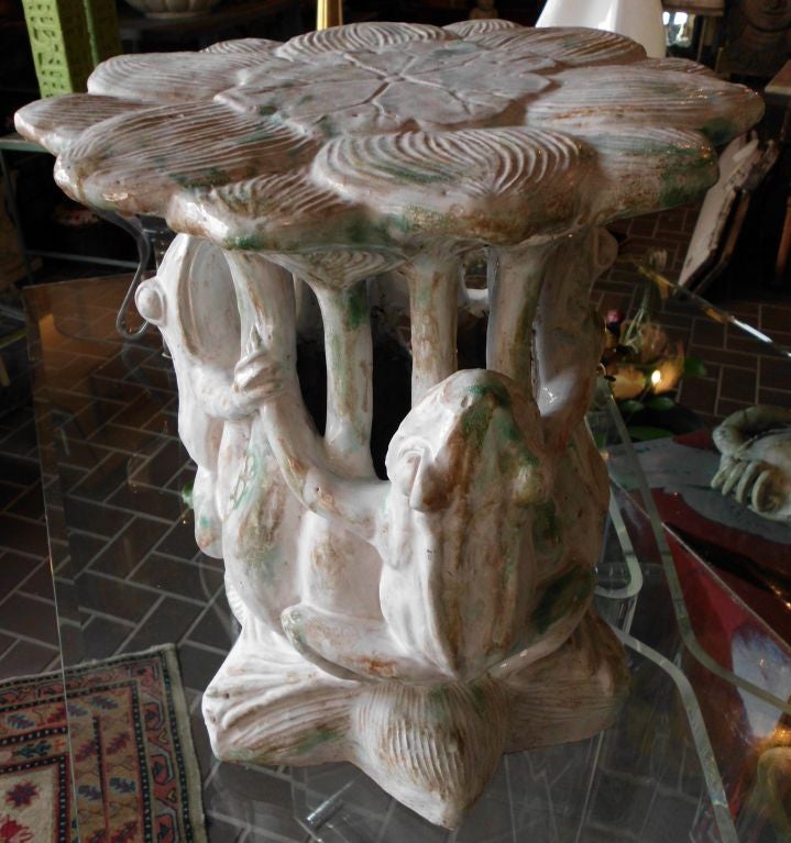 Beautiful glazed terracotta side table or garden seat . 1