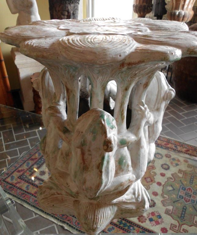 Beautiful glazed terracotta side table or garden seat . 3