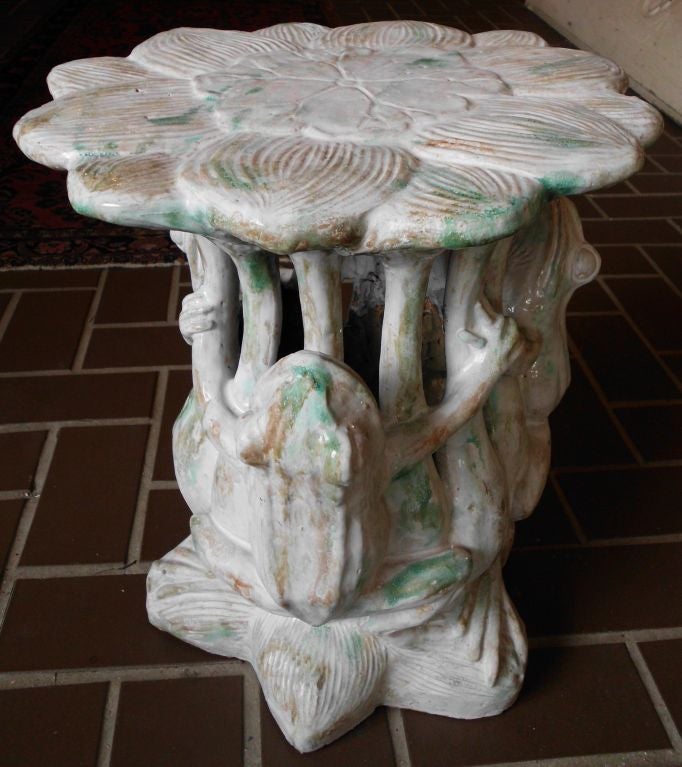 Beautiful glazed terracotta side table or garden seat . 4