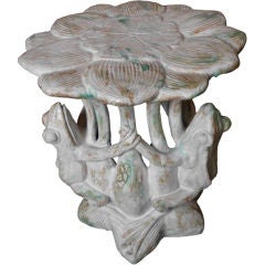 Beautiful glazed terracotta side table or garden seat .