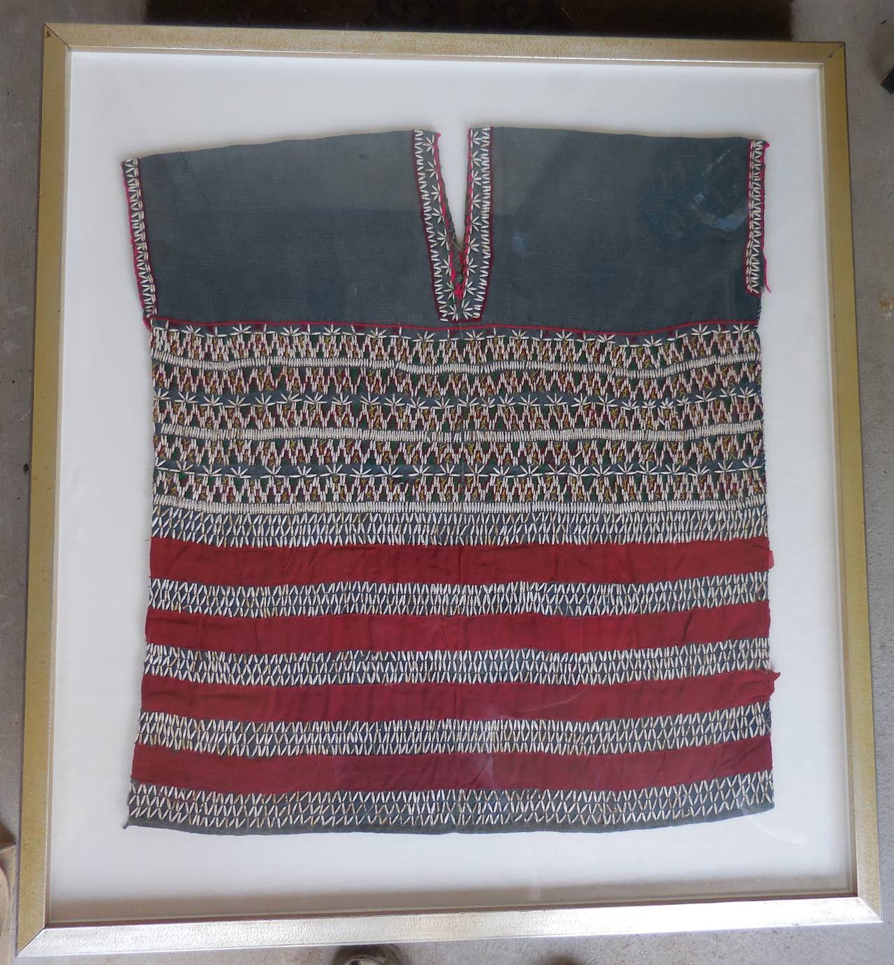 Vintage Hand Weave Tunic in Shadow Box In Excellent Condition In Delray Beach, FL