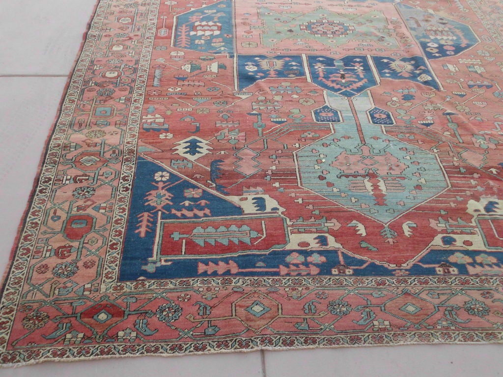 19th Century Antique persian serape carpet