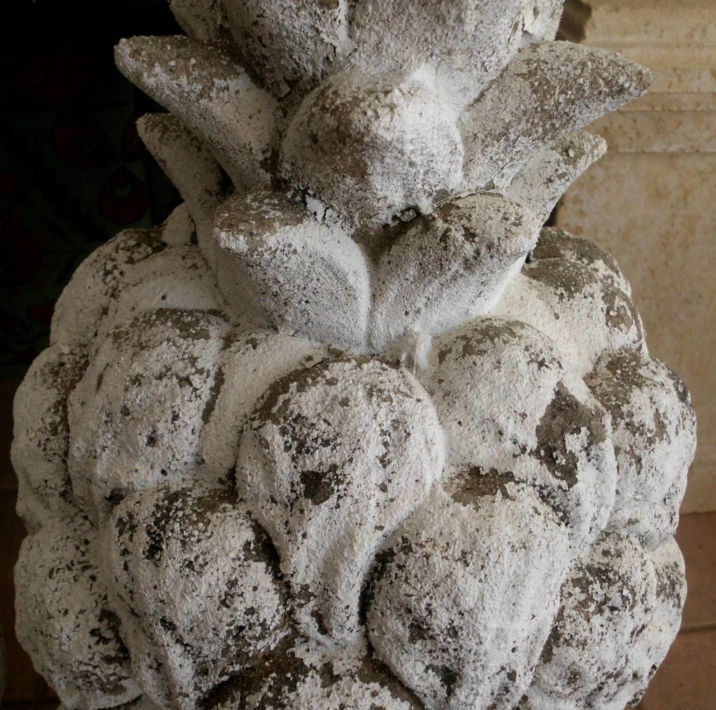 American Pair of cement pineapple finials