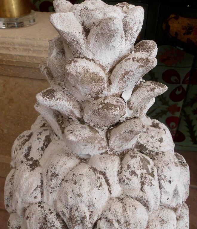 Mid-20th Century Pair of cement pineapple finials