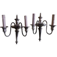 Pair of antique silver plated wall sconces