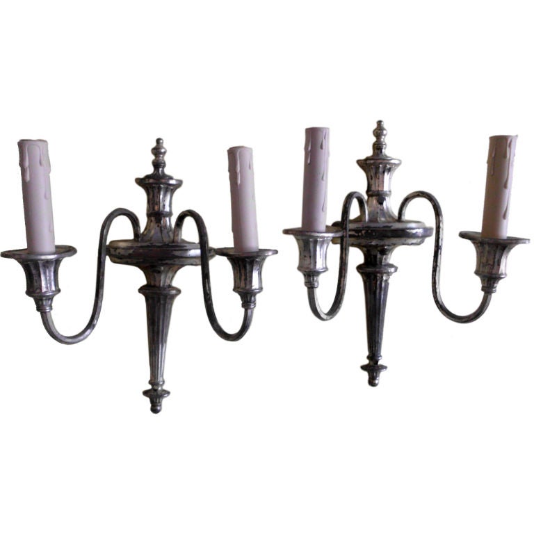 Pair of antique silver plated wall sconces at 1stdibs