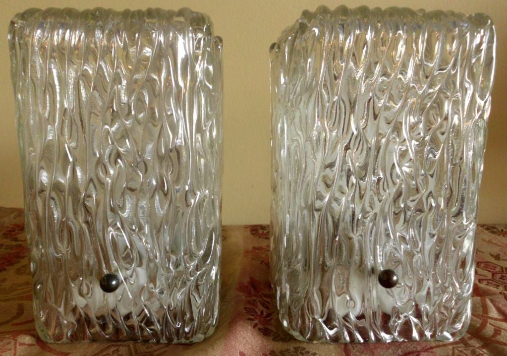 Pair of Textured Glass Wall Sconces at 1stdibs