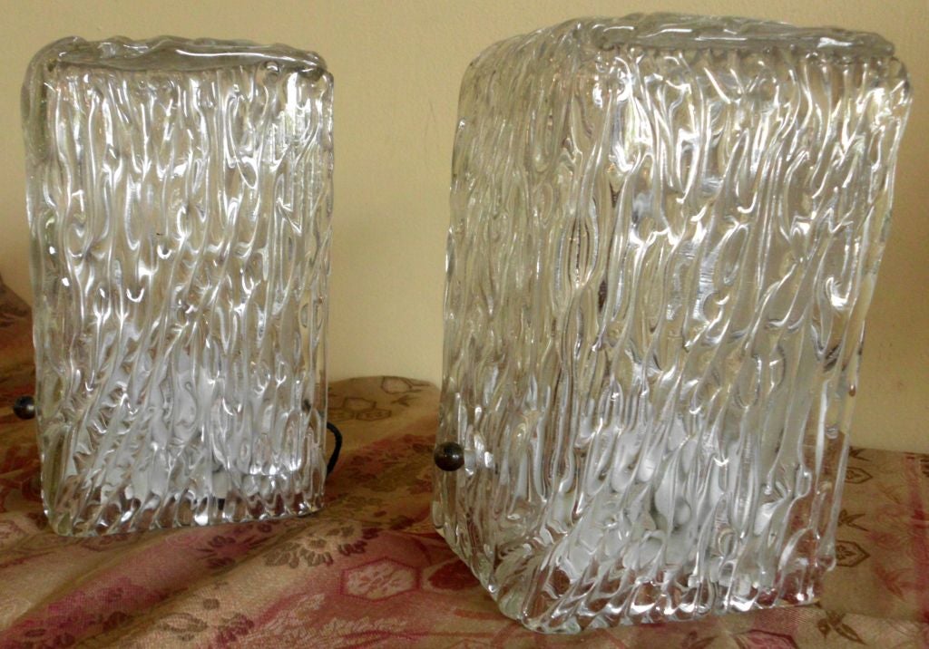 Pair of Textured Glass Wall Sconces at 1stdibs