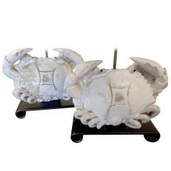 Pair of cream color crabs table lamps