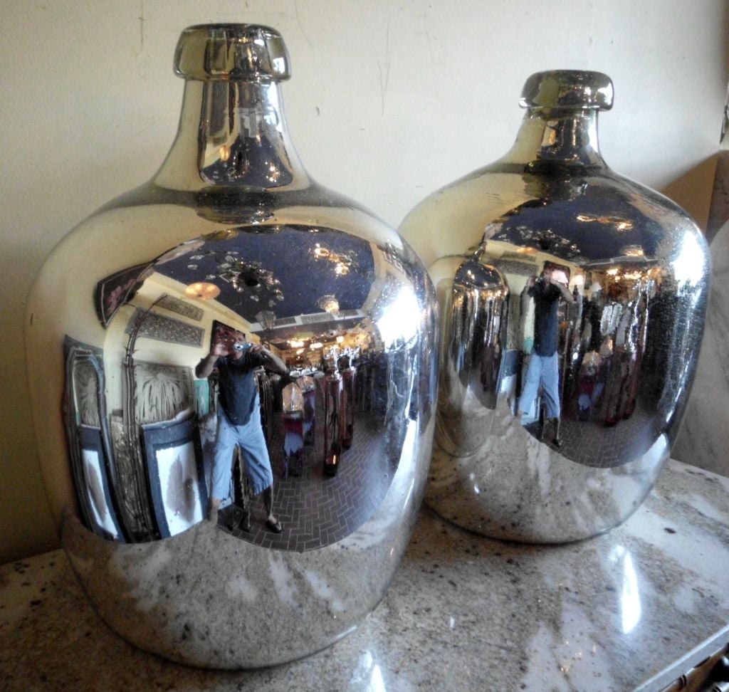 Unknown Pair of oversize mercury glass  vases
