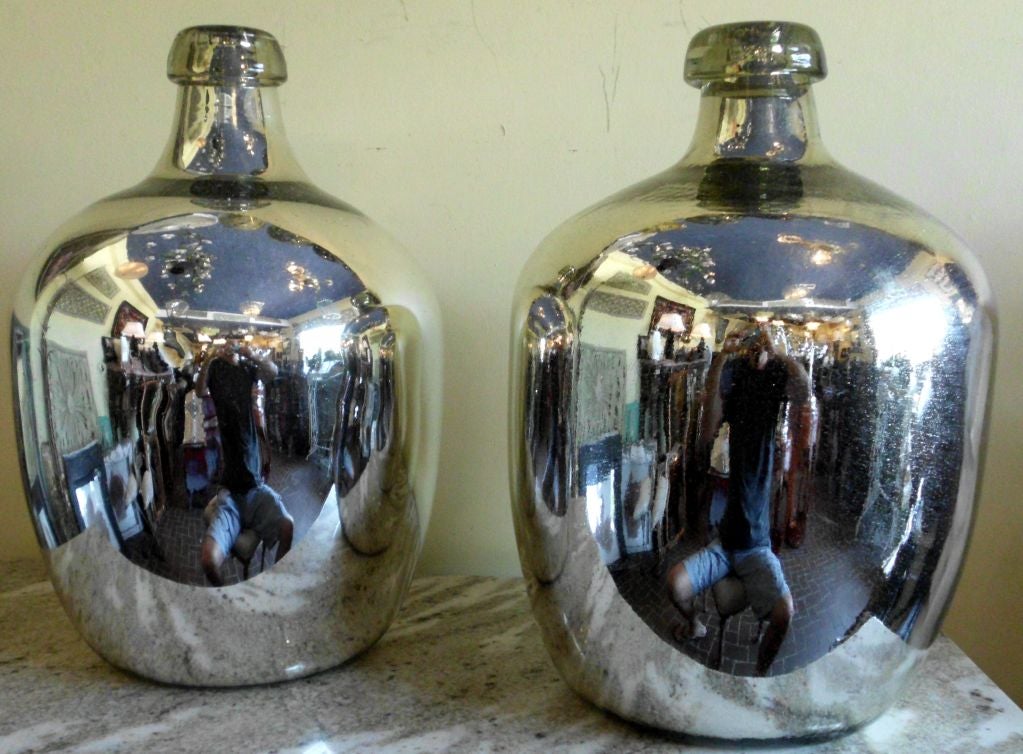 Pair of oversize mercury glass  vases 1
