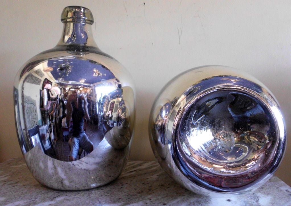 Pair of oversize mercury glass  vases 2