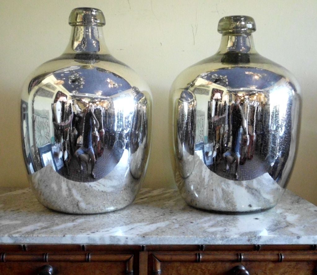 Pair of oversize mercury glass  vases 3