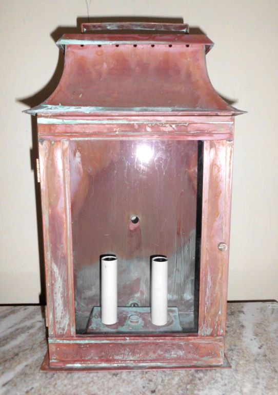 American Pair of Copper Wall Lanterns