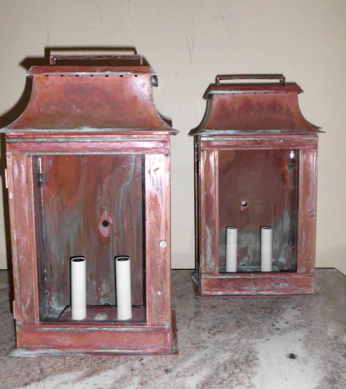 Pair of Copper Wall Lanterns 4