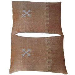 Pair of Silk Rug Fragment Pillows