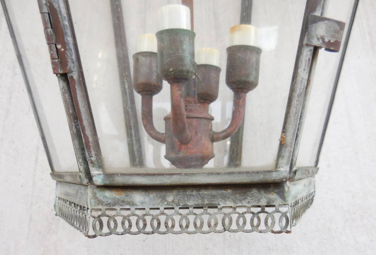 North American Elegant Brass Hanging Lantern