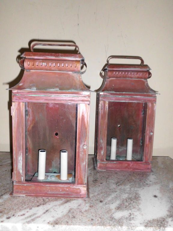 Pair of Copper Wall Lanterns 5