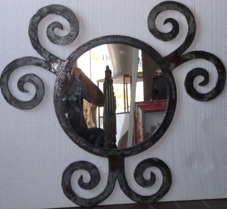 Funky Wrought Iron Mirror In Good Condition For Sale In Delray Beach, FL
