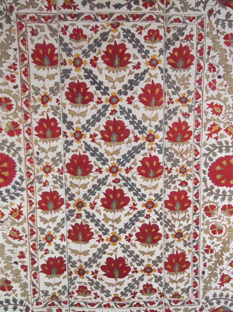 Mid-20th Century Hand Embroidery Suzani Textile Screen