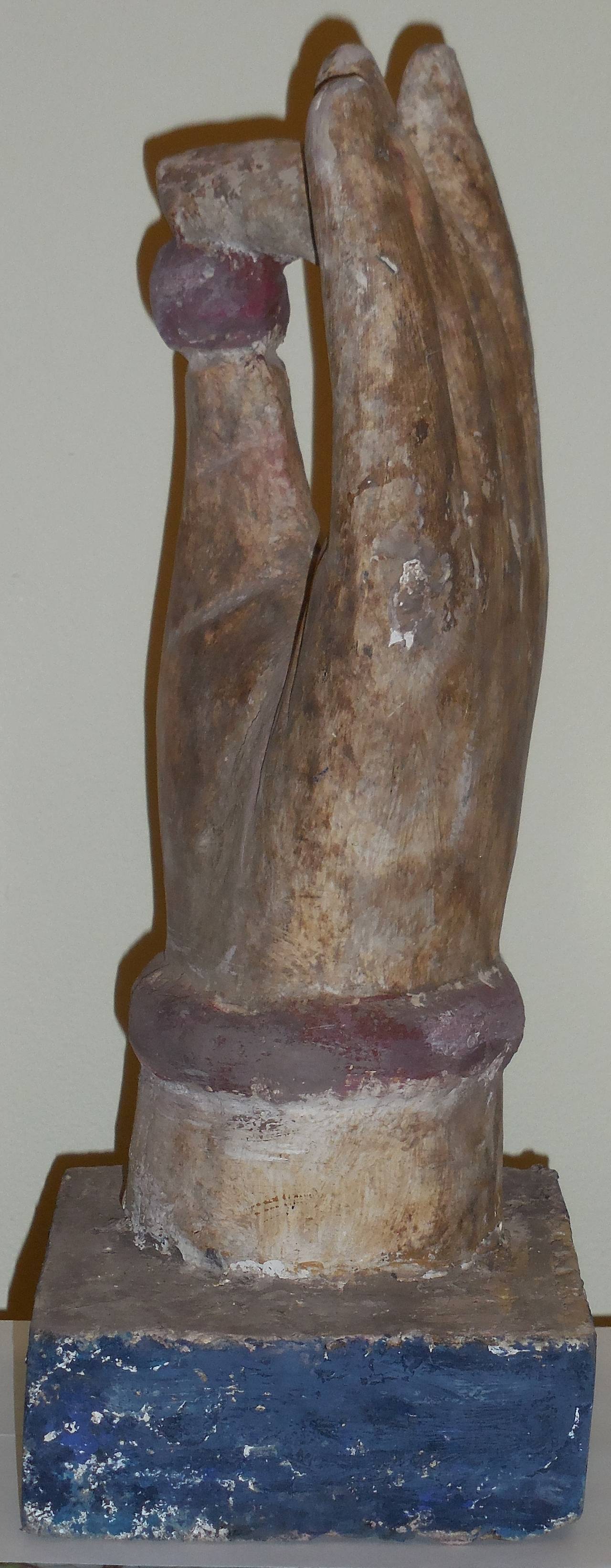 Late 20th Century 1970 Hand-Carved Wood Hand Sculpture