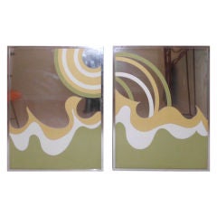 Pair of multimedia paintings