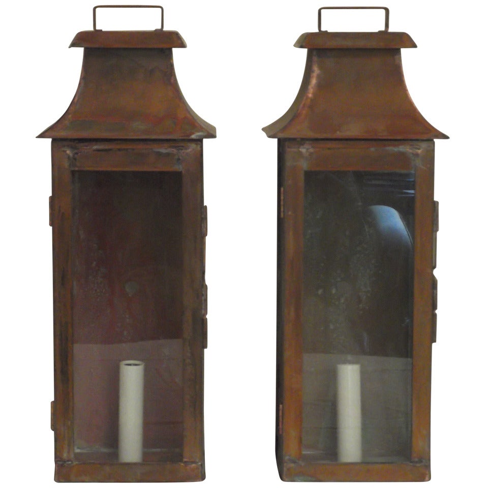 Pair of Wall Mounted Copper Lantern