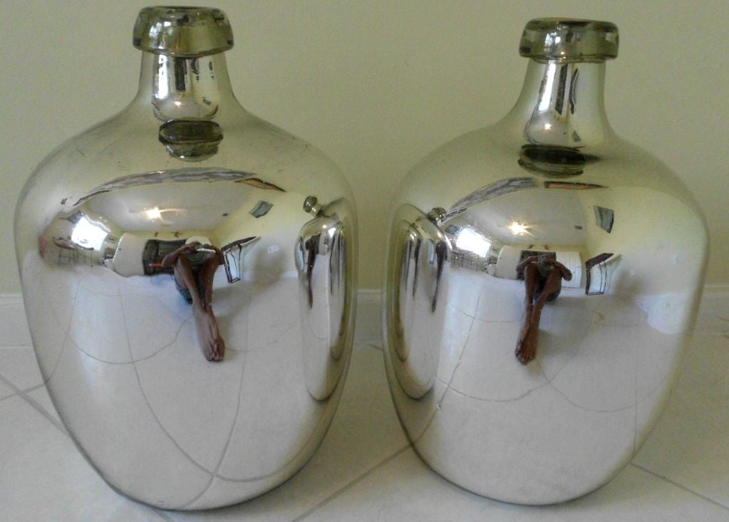 Pair of oversized mercury glass vases 1