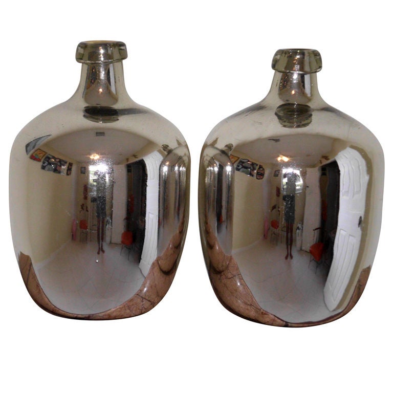 Pair of oversized mercury glass vases at 1stDibs