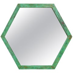 Large Architectural Hexagon Brass Mirror