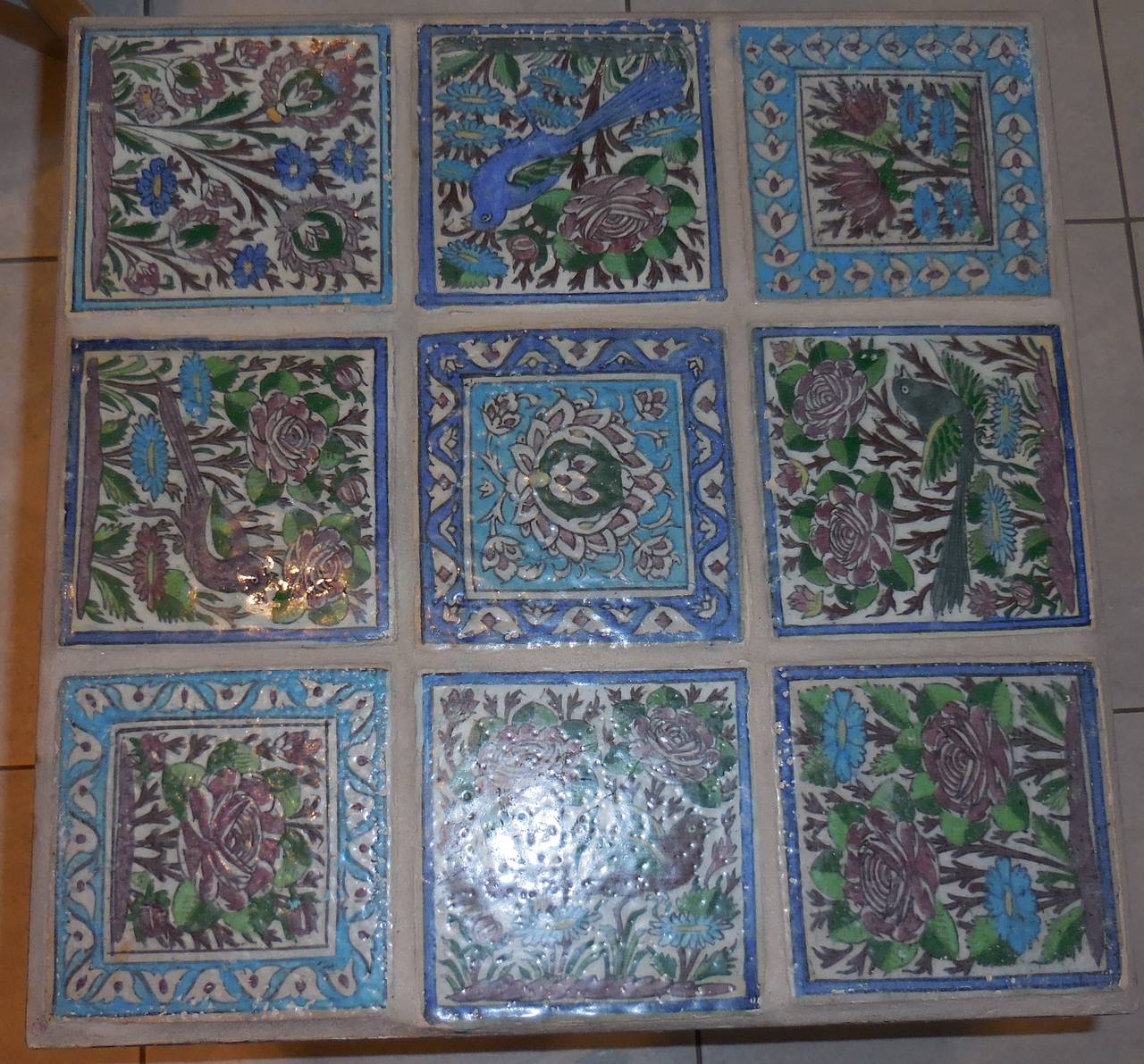 Artistic Persian Tile-Top Coffee Table In Excellent Condition In Delray Beach, FL