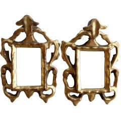 Pair of antique gold leaf wood mirrors