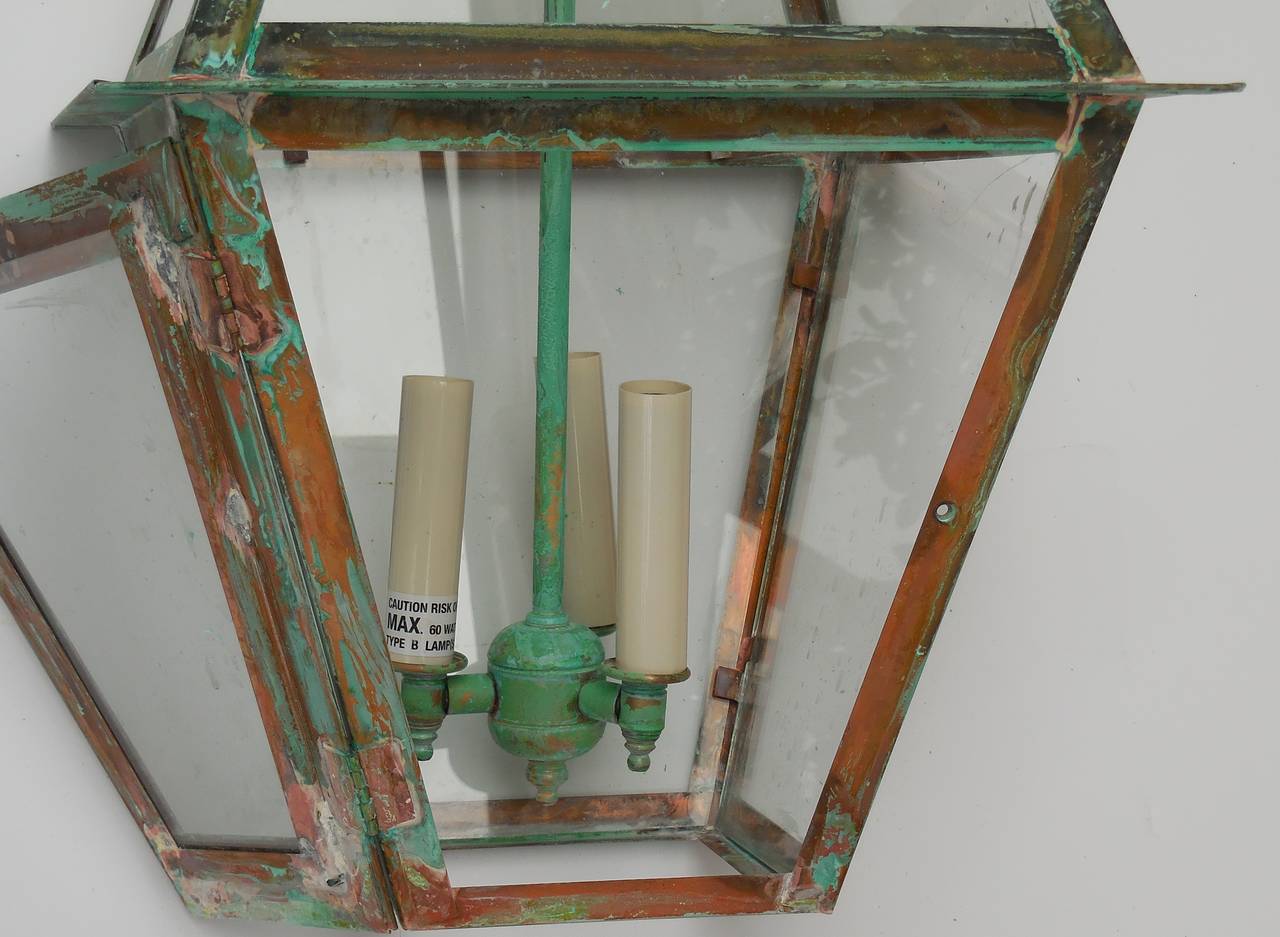 American Four-Sided Hanging Copper Lantern