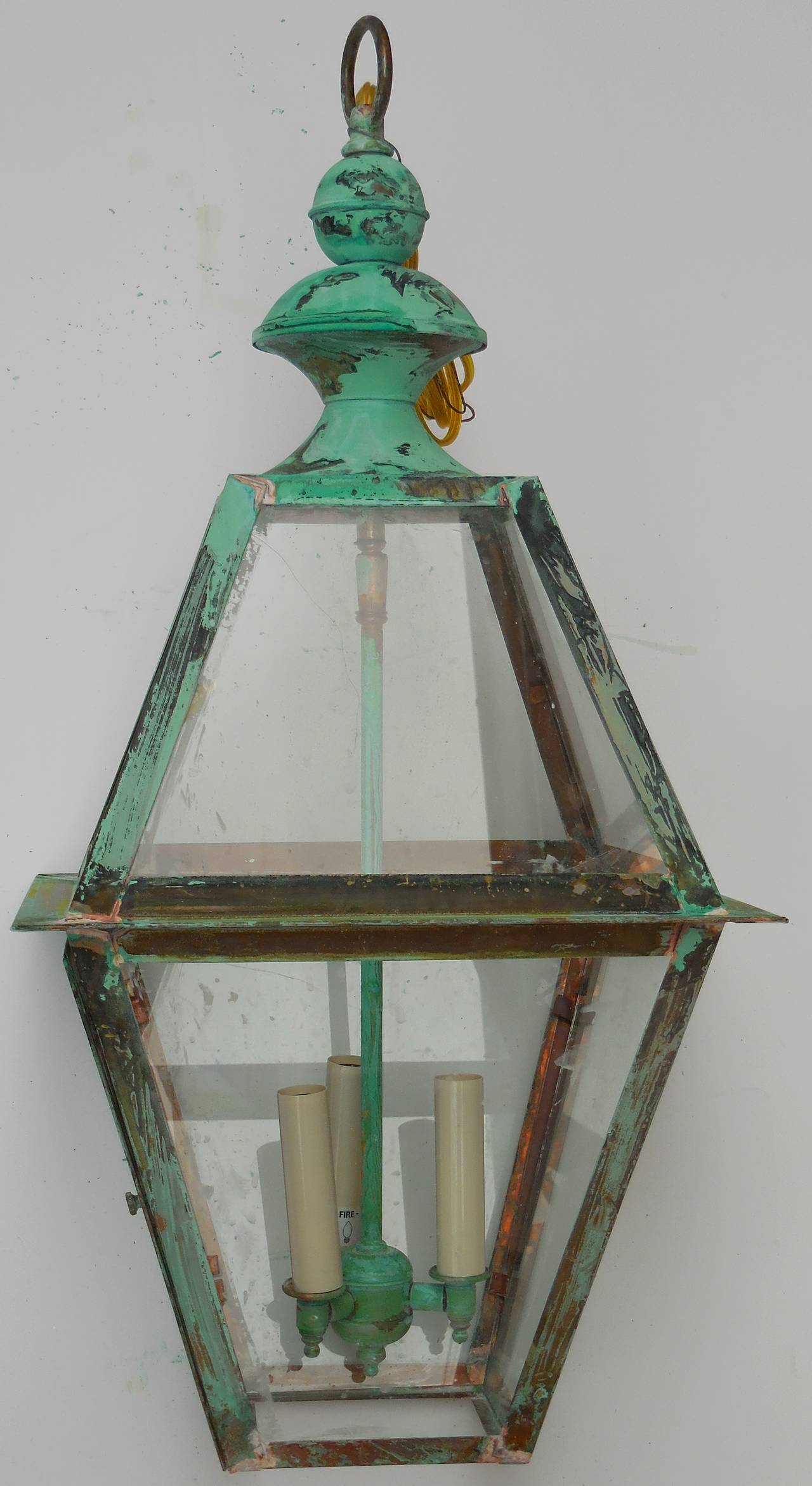 20th Century Four-Sided Hanging Copper Lantern
