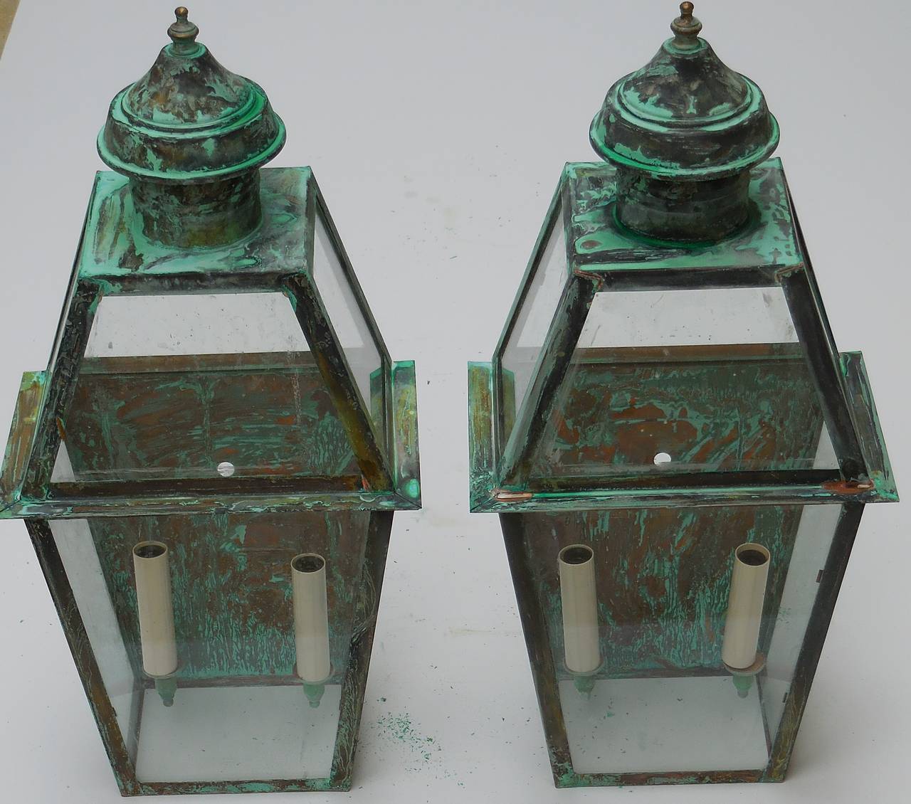 Pair of Wall Hanging Copper Lanterns 1