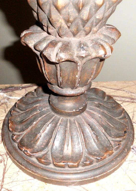 20th Century Italian wood pineapple table lamp