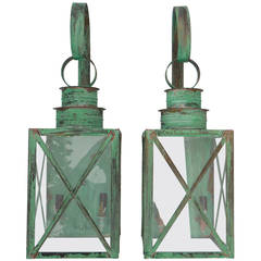 Vintage Pair of Funky Copper Wall Lanterns