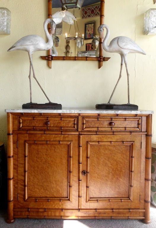 Exceptional antique bamboo chest with marble top ,great look