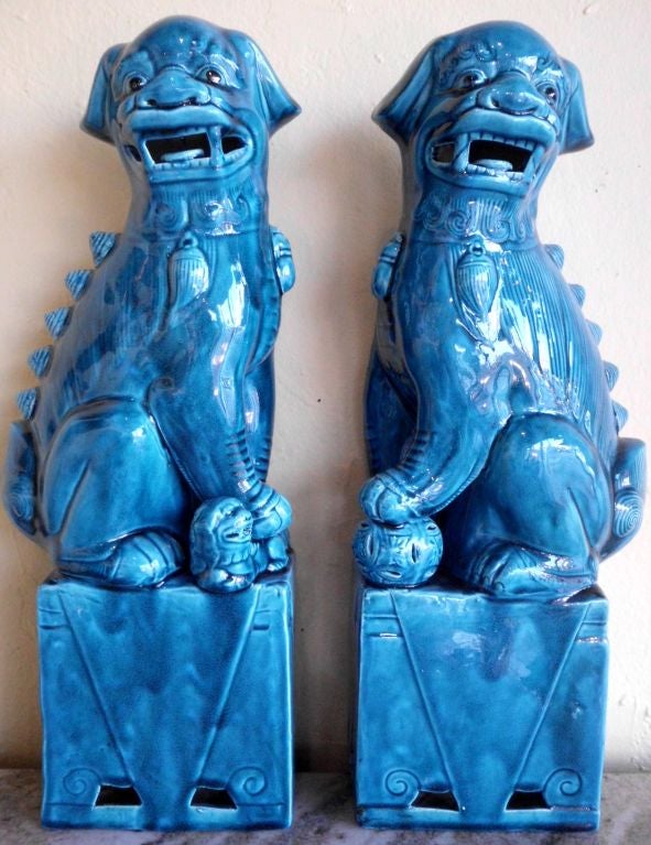 Pair of ceramic foo dogs 4