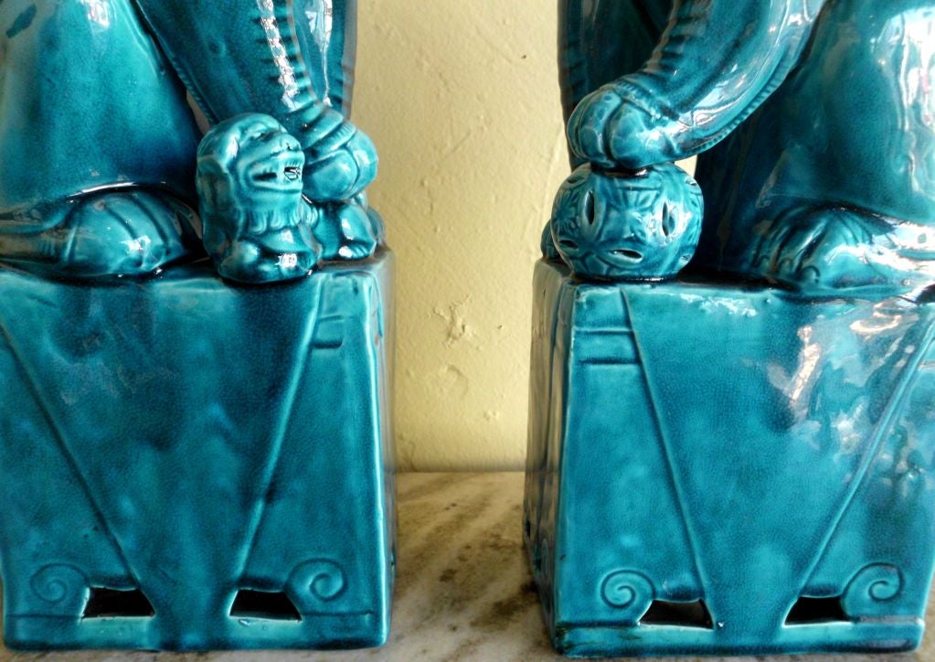 Chinese Pair of ceramic foo dogs