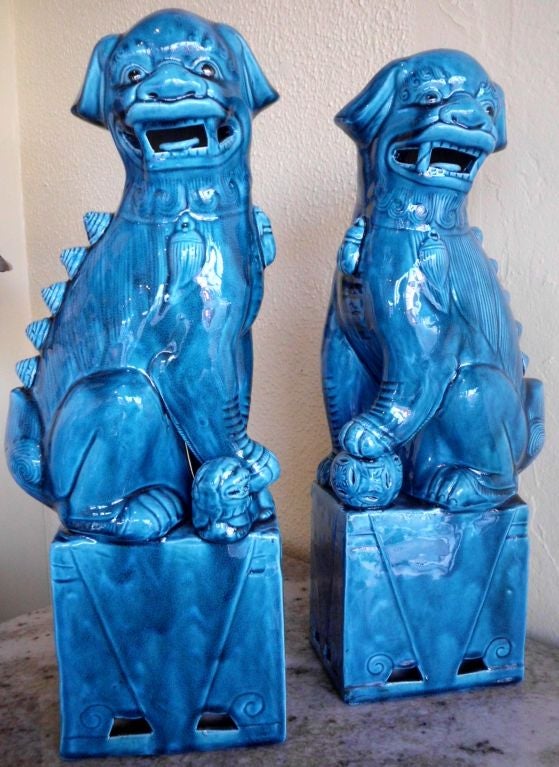 Pair of ceramic foo dogs 1