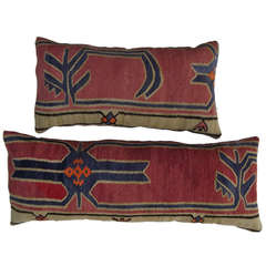 Pair of kazak rug fragment pillows