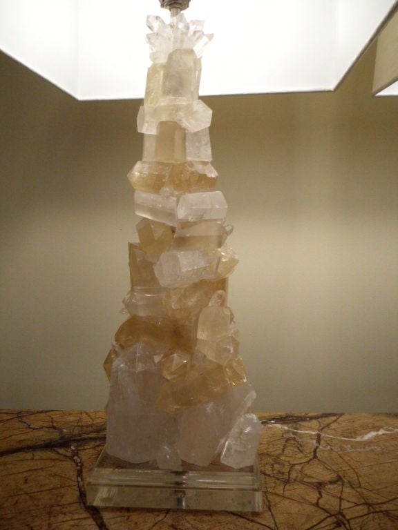 Pair of crystal table lamps