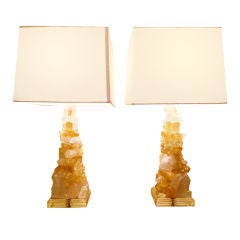 Pair of crystal table lamps