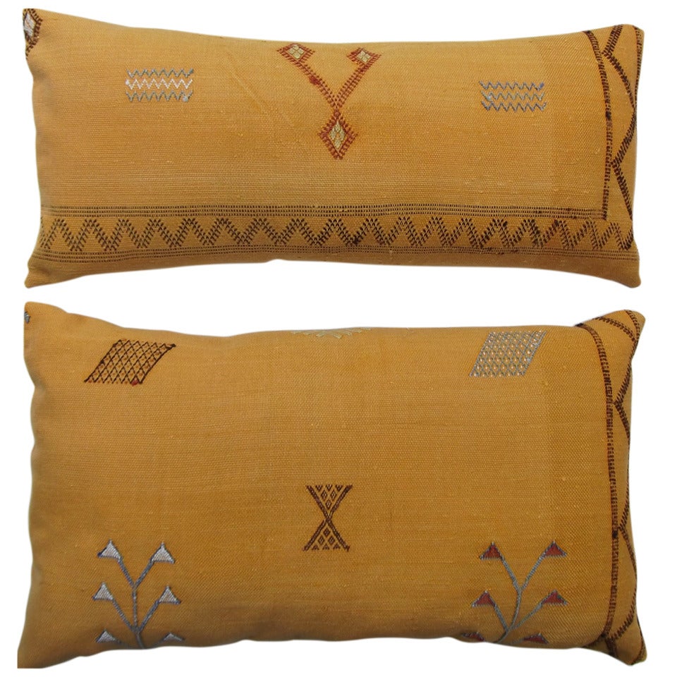 Pair of silk rug fragment pillows